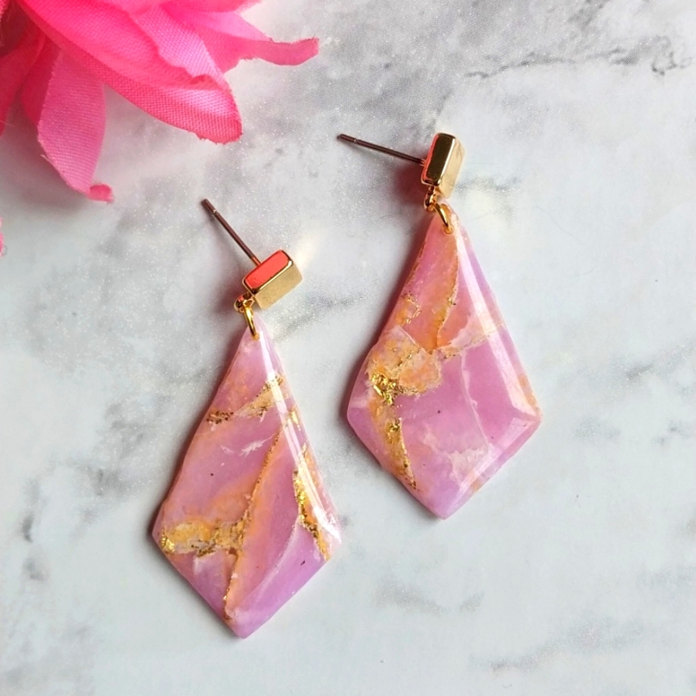 OpalGlaze Quartz Clay Earrings Hand crafted Translucent Earrings
